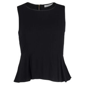 Sandro Paris Peplum Top in Black Polyester